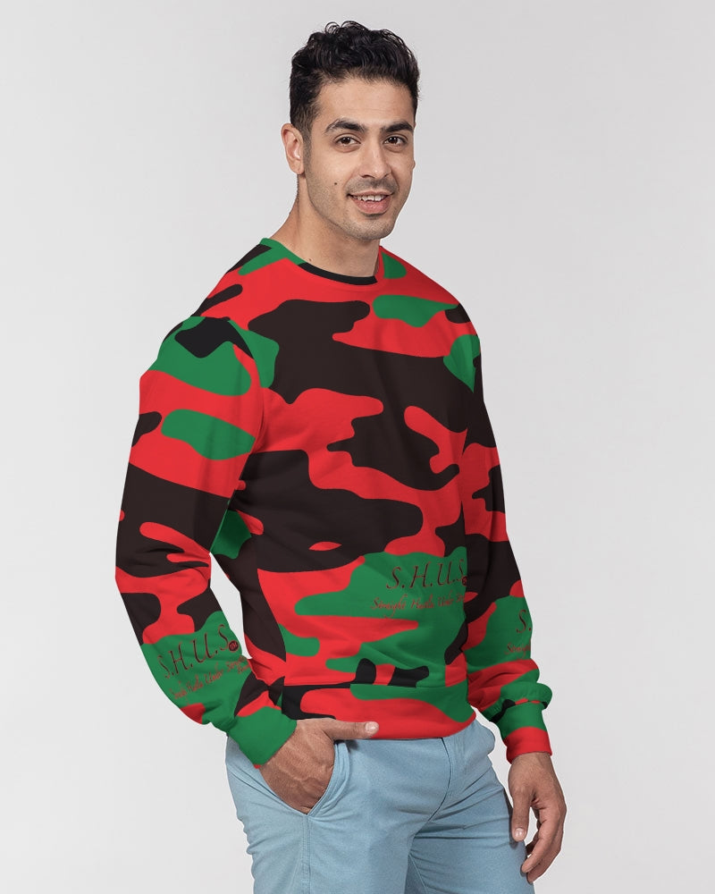 SHUS Brand RBG Camo Luxury Men's Classic French Terry Crewneck Pullover