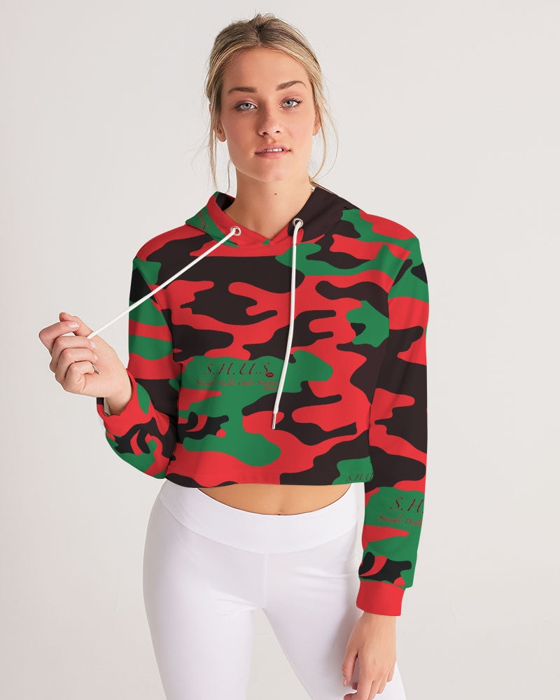 SHUS Brand RBG Camo Luxury Women's Cropped Hoodie