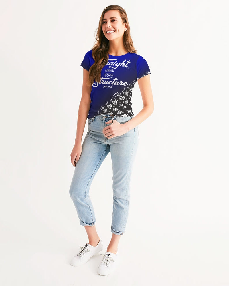 SHUS Brand luxury Designer Blue Black Women's Tee