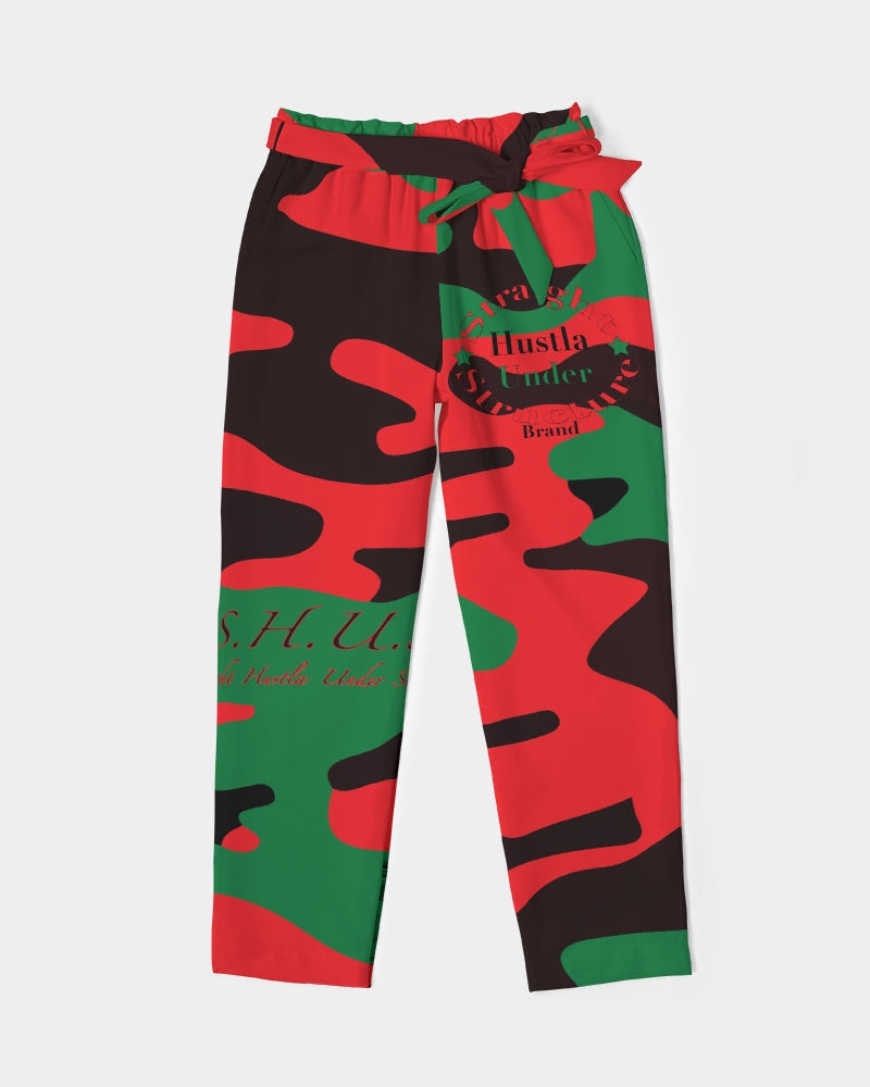 SHUS Brand RBG Camo Luxury Women's Belted Tapered Pants