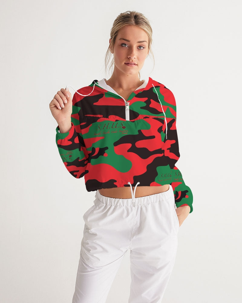 SHUS Brand RBG Camo Luxury Women's Cropped Windbreaker