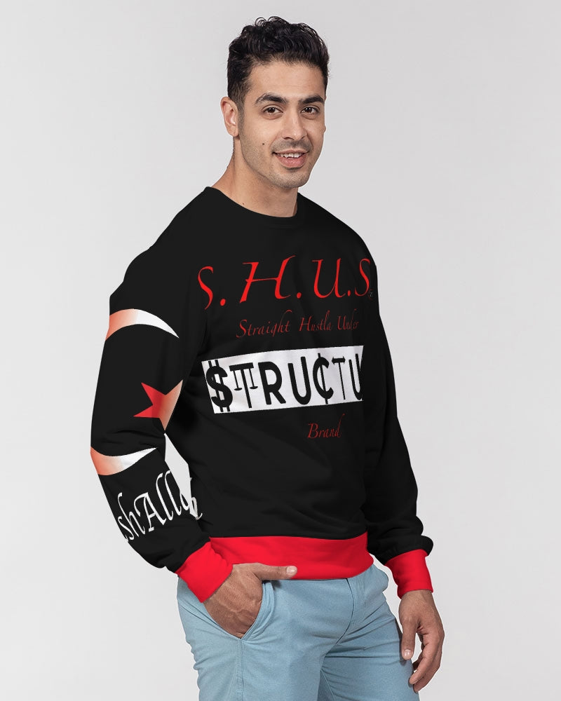 SHUS Brand Inshallah Black  Luxury Men's Classic French Terry Crewneck Pullover