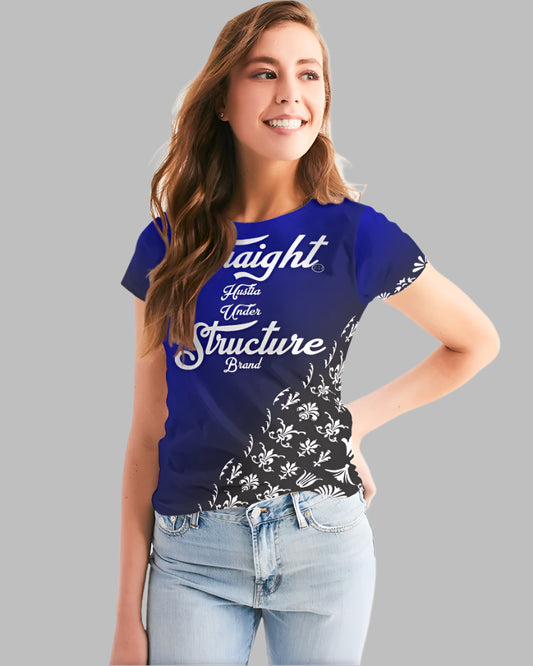 SHUS Brand luxury Designer Blue Black Women's Tee