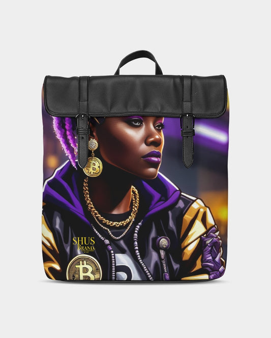 Bitcoin and The Lady in Purple  Casual Flap Backpack