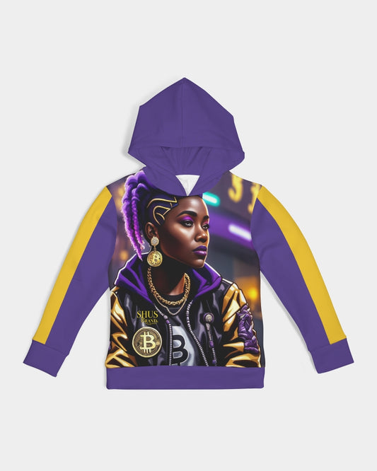 Bitcoin and The Lady in Purple  Kids All-Over Print Hoodie