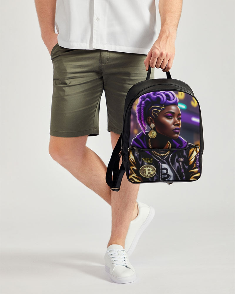 Bitcoin and The Lady in Purple  Classic Faux Leather Backpack