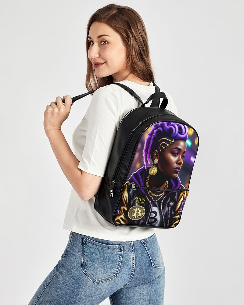 Bitcoin and The Lady in Purple  Classic Faux Leather Backpack