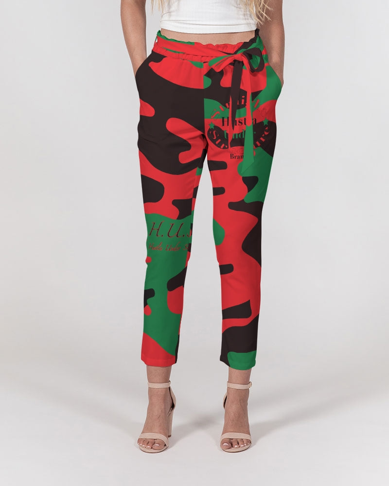 SHUS Brand RBG Camo Luxury Women's Belted Tapered Pants
