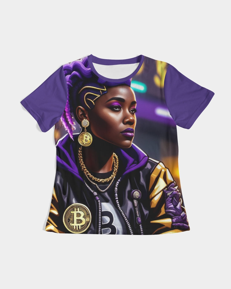 Bitcoin and The Lady in Purple  Women's All-Over Print Tee