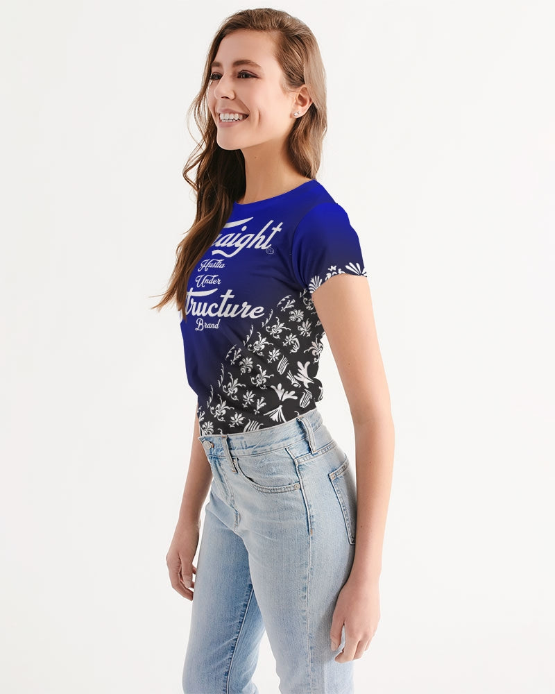 SHUS Brand luxury Designer Blue Black Women's Tee