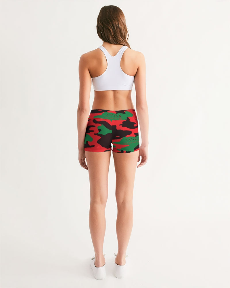 SHUS Brand RBG Camo Luxury Women's Mid-Rise Yoga Shorts