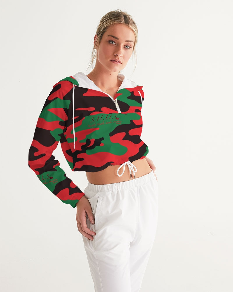 SHUS Brand RBG Camo Luxury Women's Cropped Windbreaker