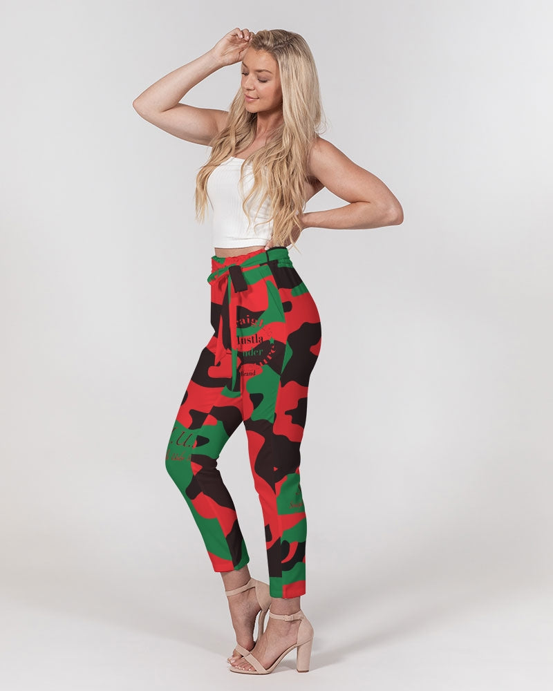 SHUS Brand RBG Camo Luxury Women's Belted Tapered Pants