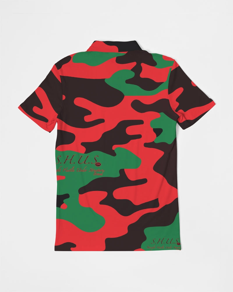 SHUS Brand RBG Camo Luxury Men's Slim Fit Short Sleeve Polo