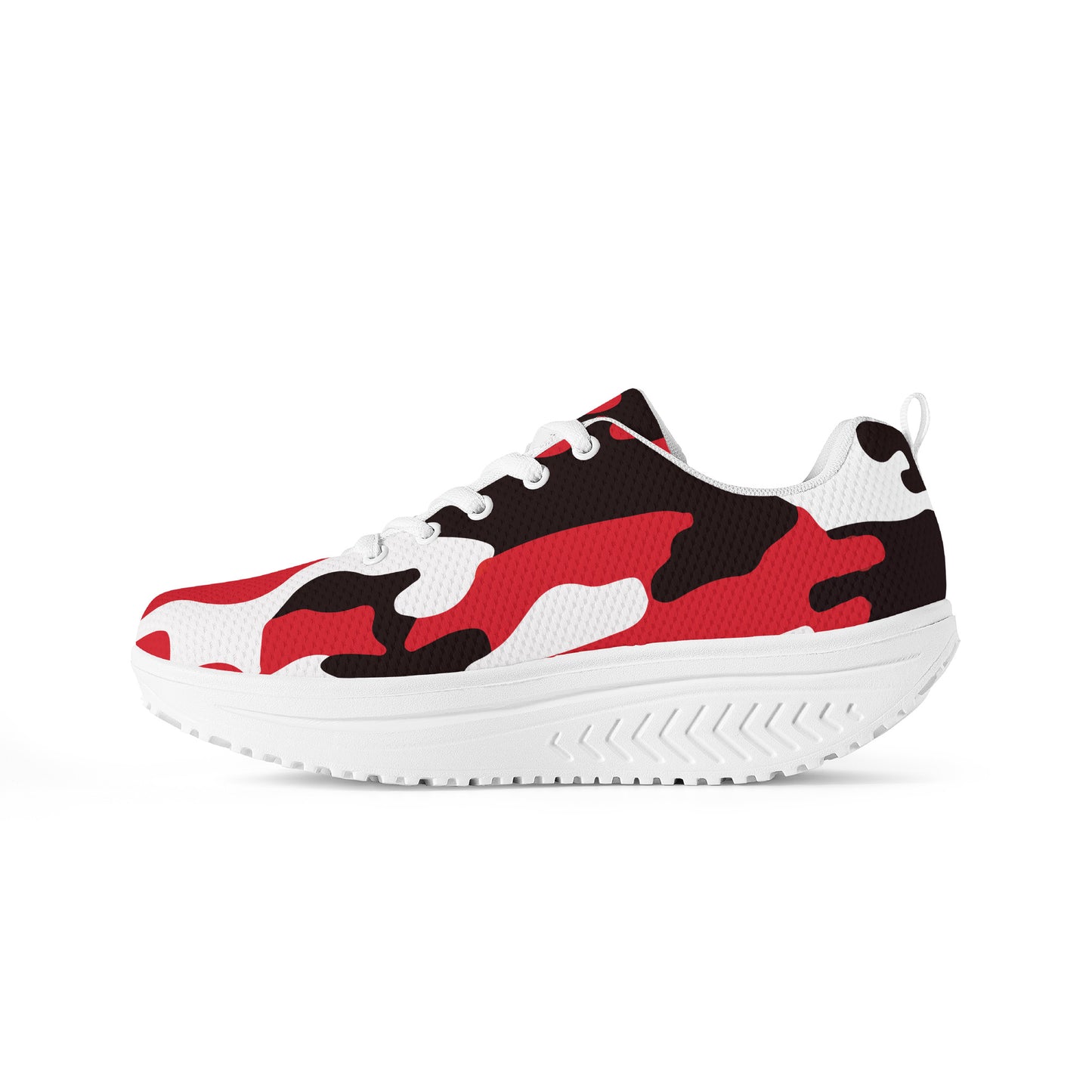 SHUS Brand Luxury  Women's Red Camo Mesh  Shoe