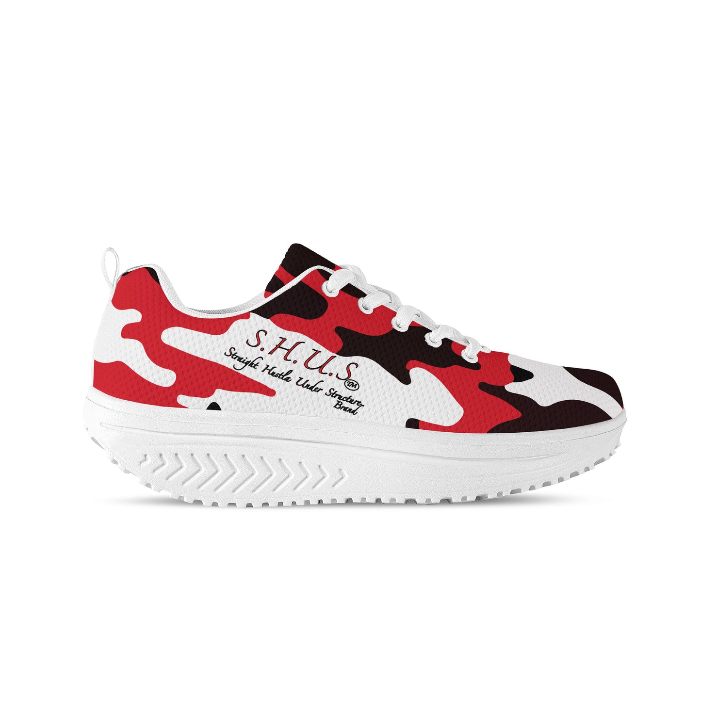 SHUS Brand Luxury  Women's Red Camo Mesh  Shoe