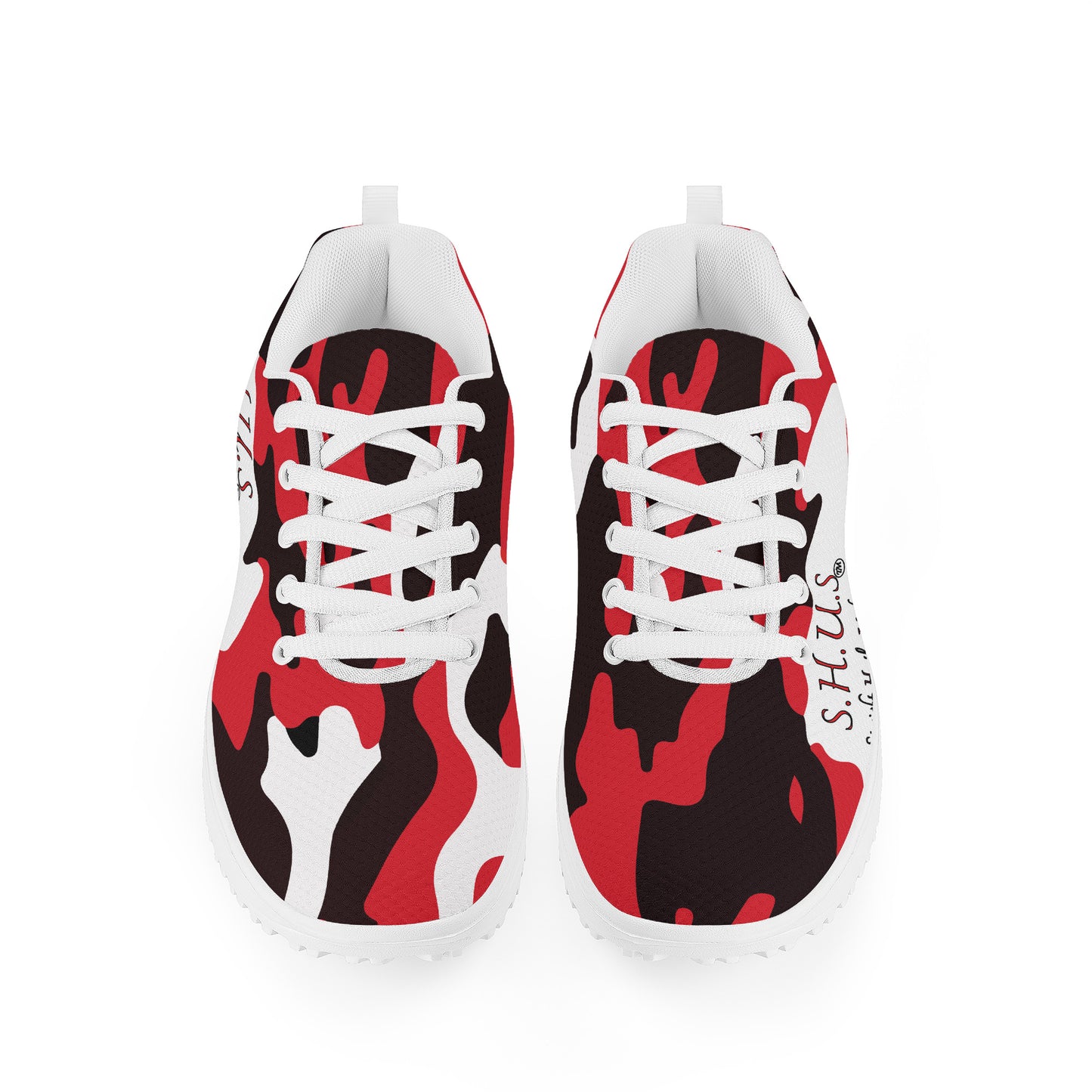 SHUS Brand Luxury  Women's Red Camo Mesh  Shoe