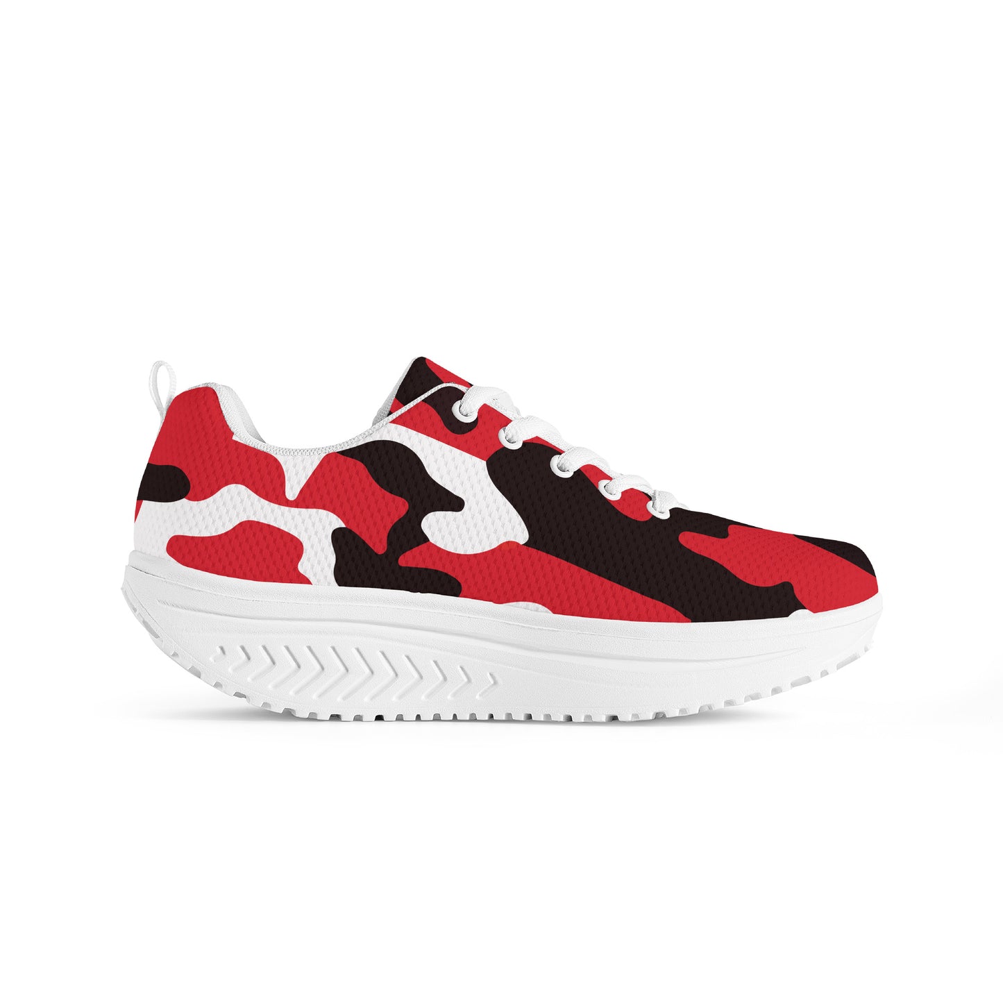 SHUS Brand Luxury  Women's Red Camo Mesh  Shoe